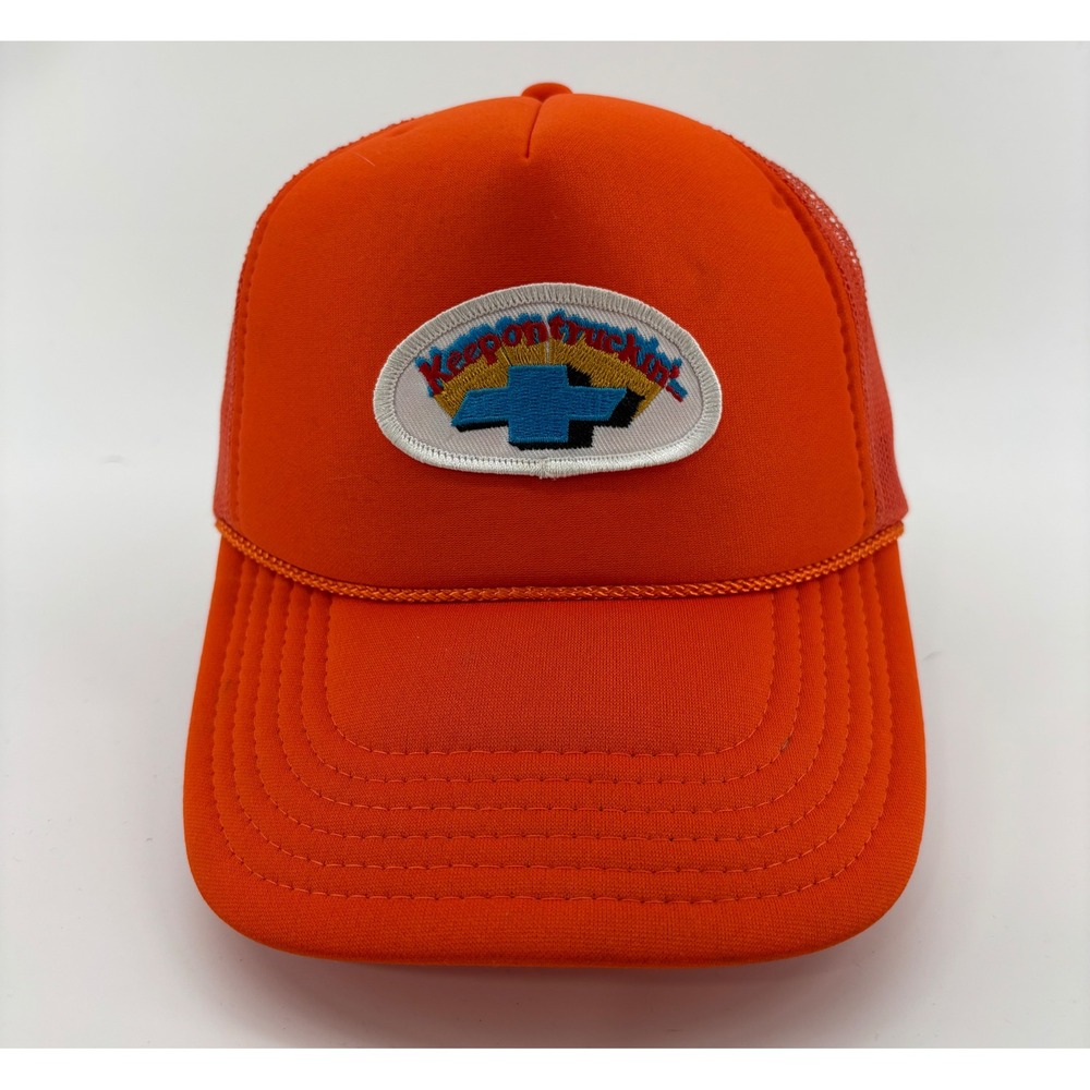 Chevrolet Trucker Hat Men's OSFM Orange Mesh Rope Patch Hat